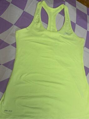 Nike Dri-FIT Women's Essential Racerback Tank Top - Neon Lime Green, Size M